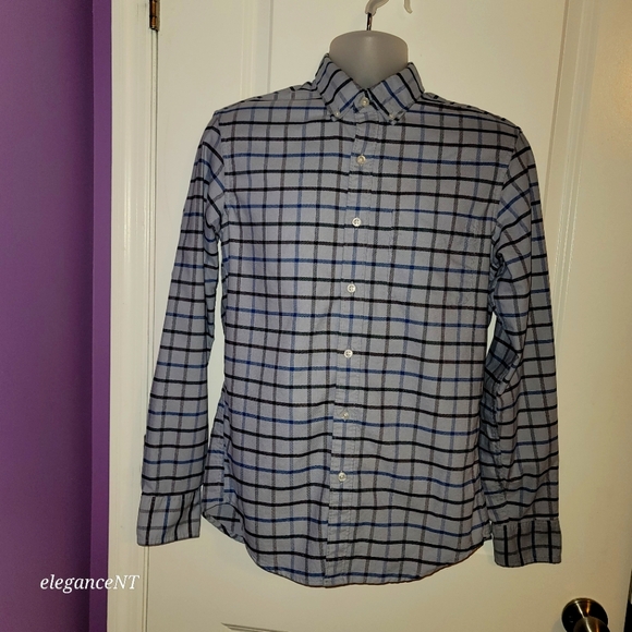 J. Crew Other - JCrew Blue Men's Blue Plaid Flex Oxford Shirt Sz: Small Slim